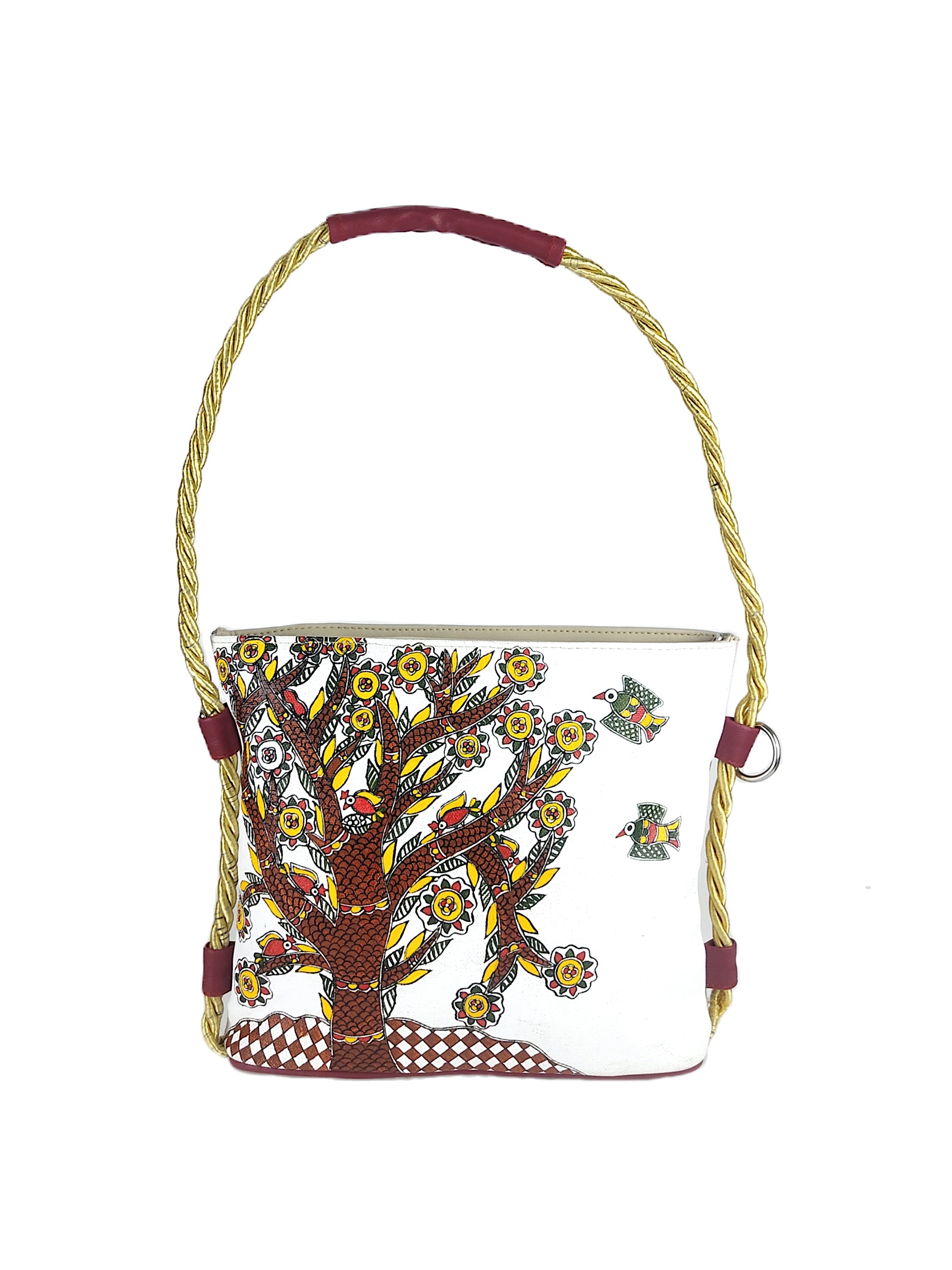 Chiri Hand Bag Painting on Canvas With Rope Handle