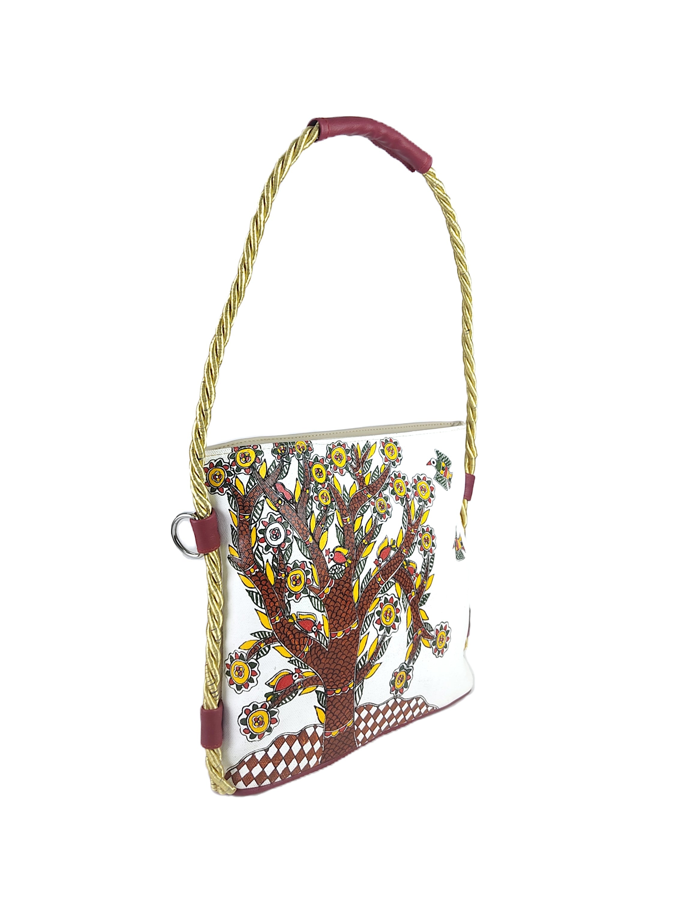 Chiri Hand Bag Painting on Canvas With Rope Handle