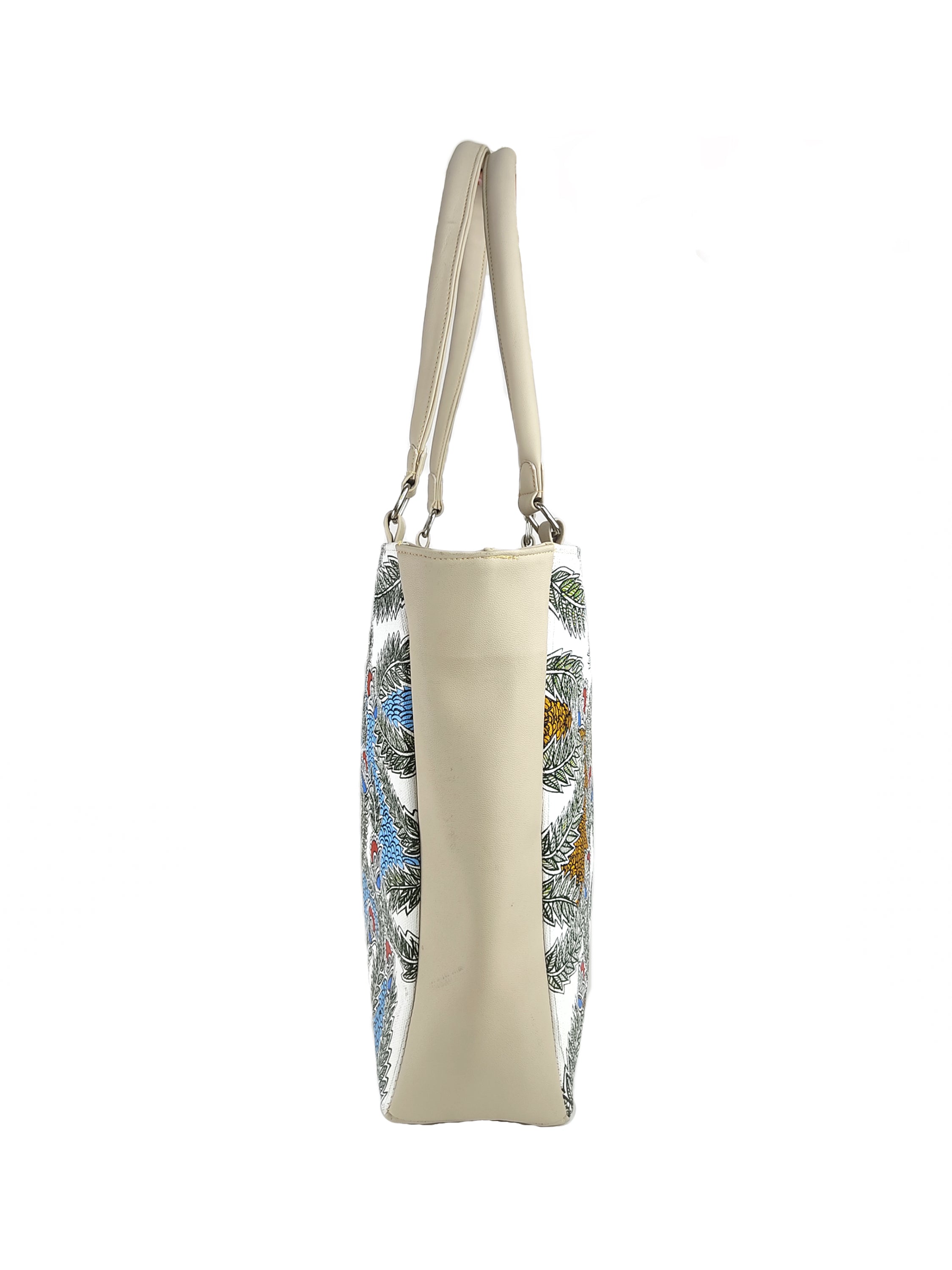 Riverleaf Tote With Hand-Painted Folk Motifs