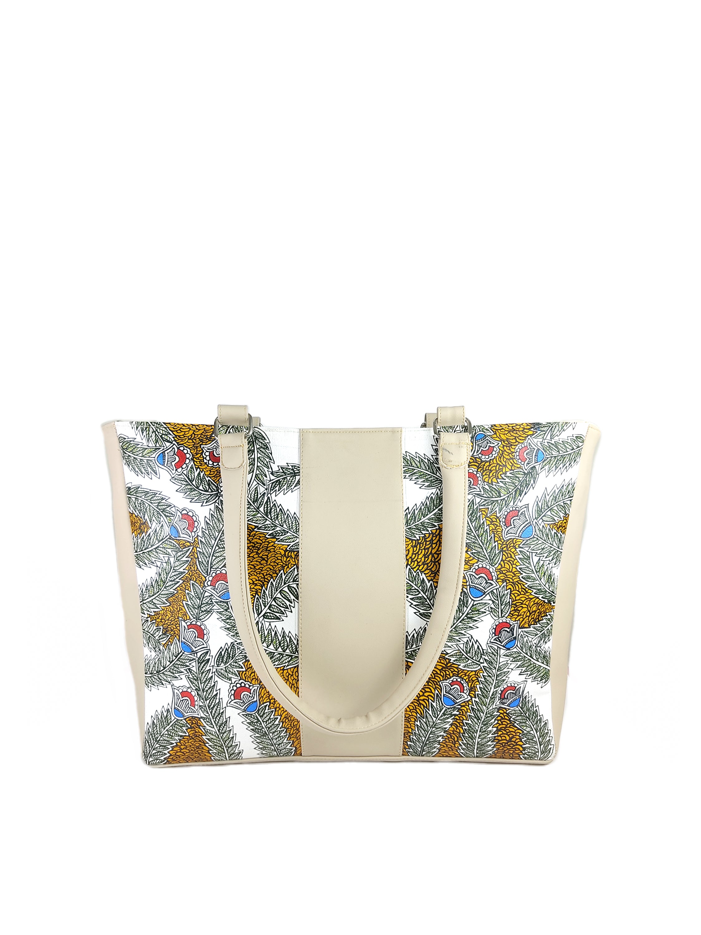 Riverleaf Tote With Hand-Painted Folk Motifs